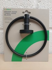 Homebase Hand Towel Ring Matt Black With Screws And Wall Plugs