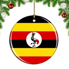 Uganda Flag Round Christmas ornament city travel souvenir