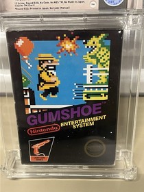 1986 Nintendo NES Gumshoe WATA 7.0 CIB Graded 5 Screw Black Box Game