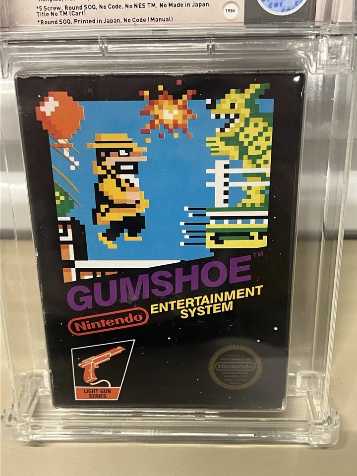 Nintendo NES Gumshoe 1986 WATA 7,0 CIB clasificación 5 tornillos caja negra juego Foto 2 de 4