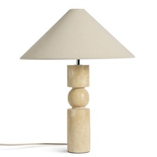 Travertine Table Lamp Natural Stoneware Base Cotton Shade E27 Habitat Open Box