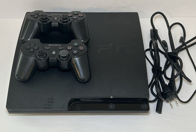 Sony PlayStation 3 PS3 Slim CECH-3001A 160GB Black Console 2 Controllers Tested