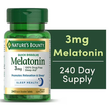 Nature'S Bounty Melatonin 3Mg 100 Drug Free Sleep Cherry Flavor 240 QD Tablets