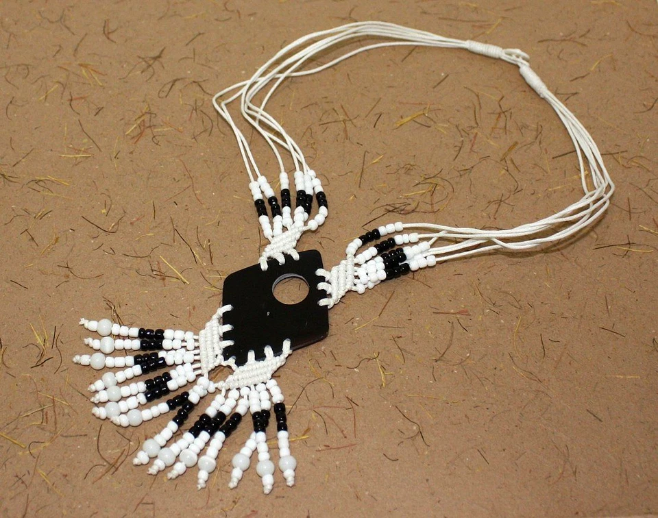 Perlmuttcollier weiss Perlmutt Anhänger Kette Indianer Perlmuttkette Perlmut - Bild 2 von 3