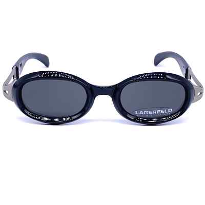 Karl Lagerfeld 90s oval black avant garde sunglasses made in France, NOS mint