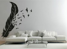 Feather and birds wall vinyl sticker bedroom room wall art DECAL decor design