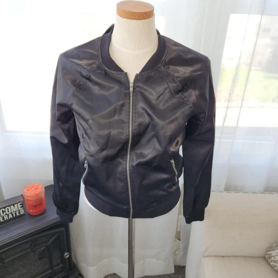 Heart Breaker-Material Girl M Black Satin Jacket Patch Grease Party Theatre c3 - Image 3 of 3