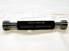 NEW 13/16 16 UN 3B THREAD PLUG GAGE .8125 GO NO GO P.D.'S = .7719 & .7766 TOOL