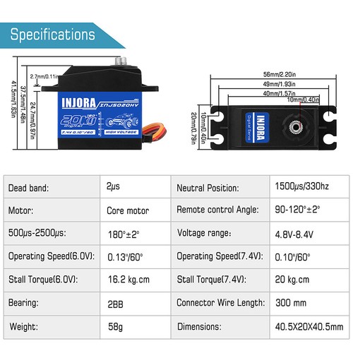 INJORA INJS020HV High Voltage Waterproof 20KG Digital Servo fr 1/10 ARRMA KRATON - Picture 2 of 10