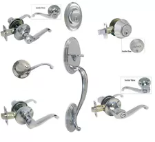Polished Chrome door knobs Locks levers entry privacy passage deadbolt handleset