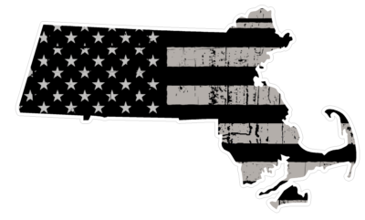 Massachusetts State Flag Vinyl Decal - Distressed Black White Design 5 Inch