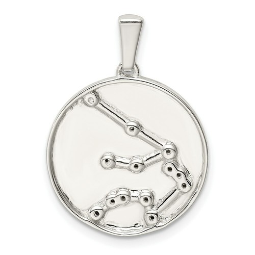 Sterling Silver 925 & CZ Aquarius Zodiac Charm Pendant - Picture 3 of 4