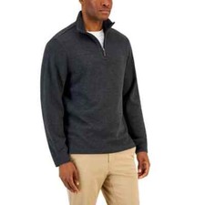 CLUB ROOM Dark Lead Gray 1/4 Zip Mock Neck Pullover Sweater Small