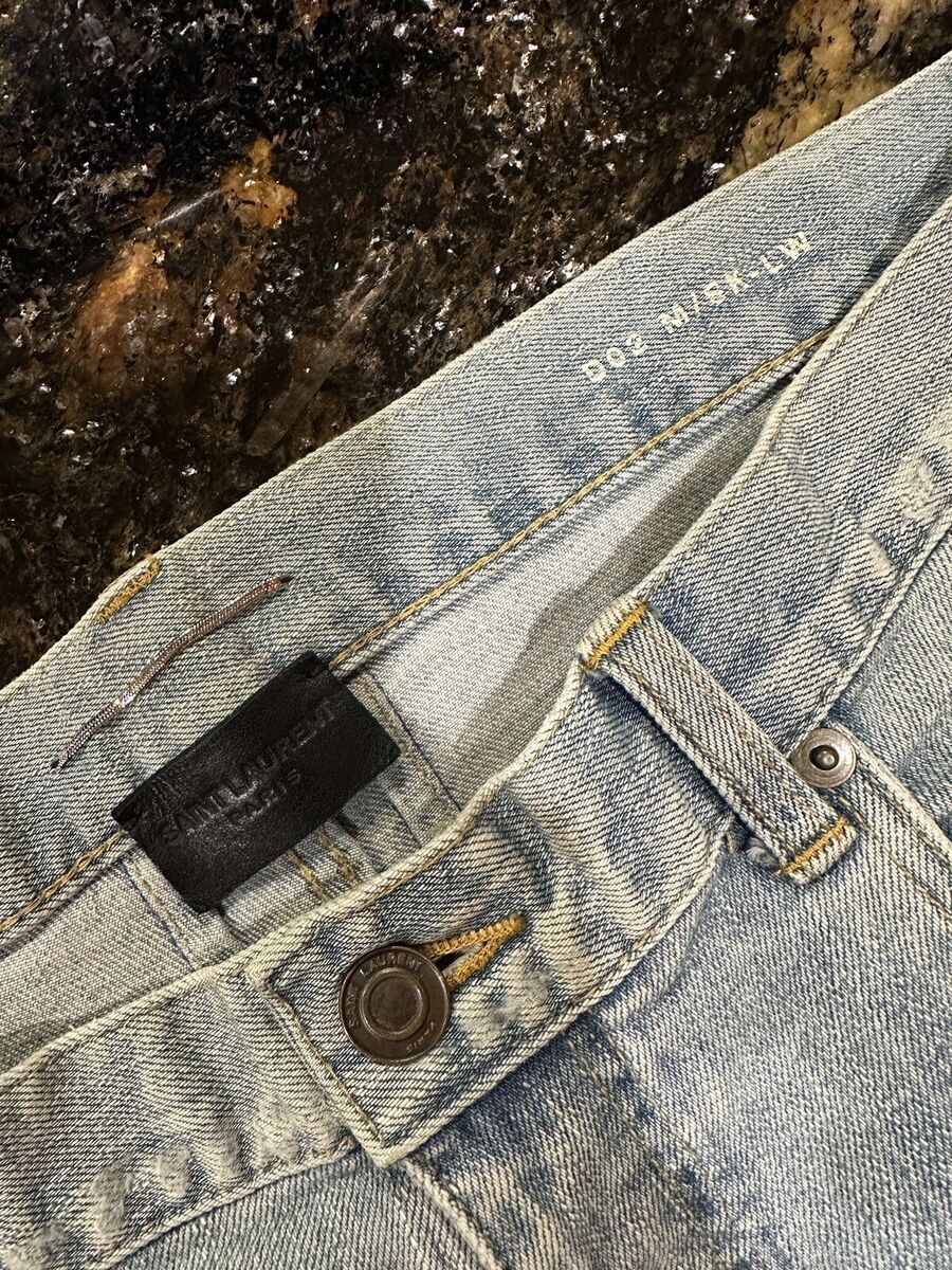 Saint Laurent Paris x Hedi FW13 Light Wash Chain Denim Jeans Saint Laurent Paris x Hedi FW13 Light Wash Chain Denim Jeans