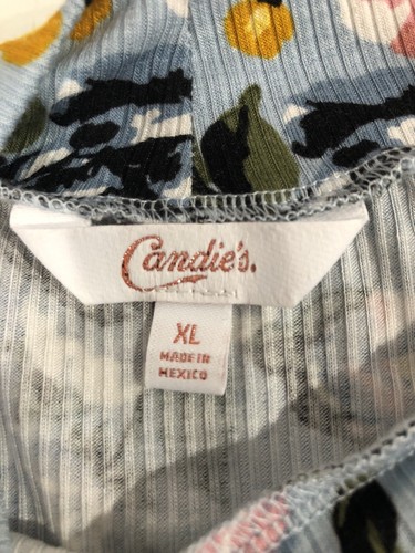 Candies Shirt Juniors XLarge Blue Floral Retail $28 (s-blk-40-2) - Picture 3 of 6