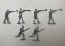 6 Vintage German Prussian Flat Lead Soldiers 1 1/2" with Helmets