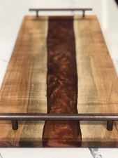 Handmade Serving Tray/Charcuterie Board - Sugar Maple with Copper Epoxy River