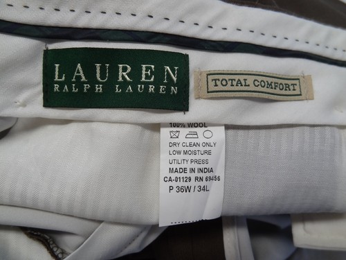 Pantalón de vestir plisado Ralph Lauren LRL 36x34 100 % lana comodidad total dañado nuevo con etiquetas - Imagen 20 de 22