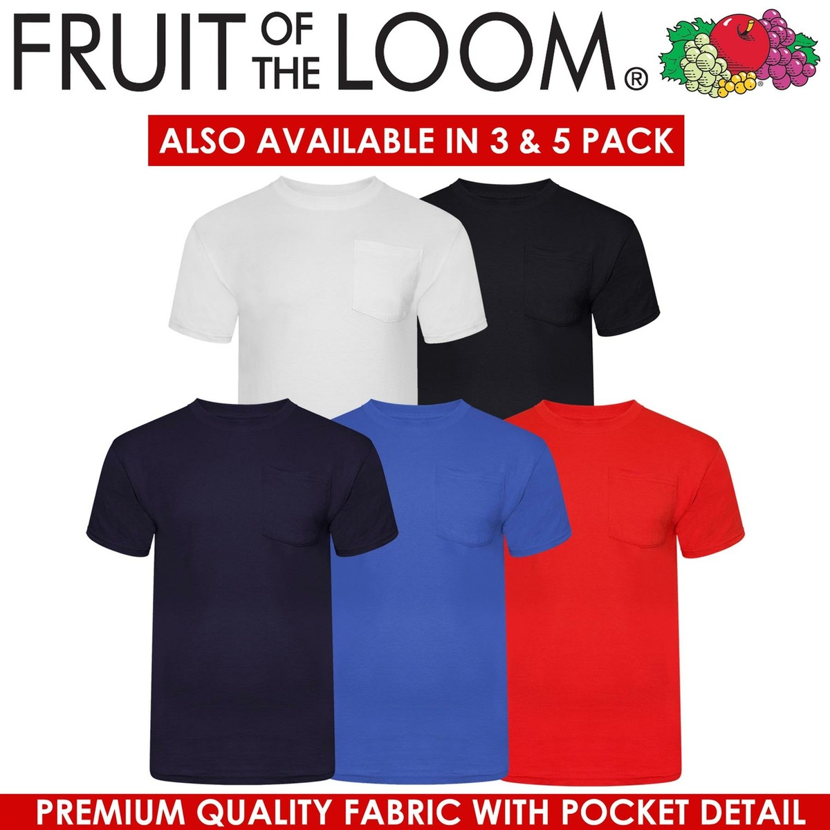 fruit of the loom pocket tee shirts