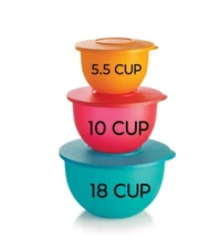 SUPER SALE TUPPERWARE IMPRESSIONS Large 3pc Mixing Bowls 18c 10c 5.5c BPA-FREE 