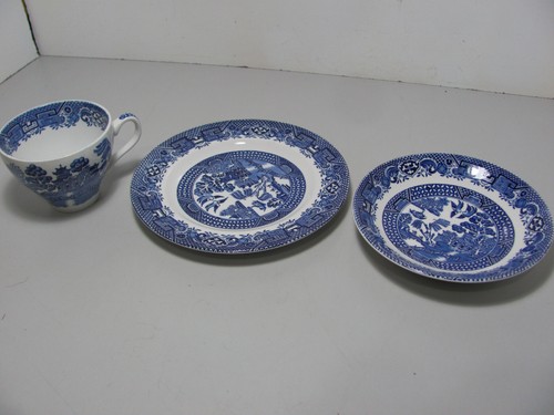 Trío de Patrón Blanco Azul de Hierro Swinnertons Staffordshire Antiguo Sauce de Colección - Imagen 3 de 7
