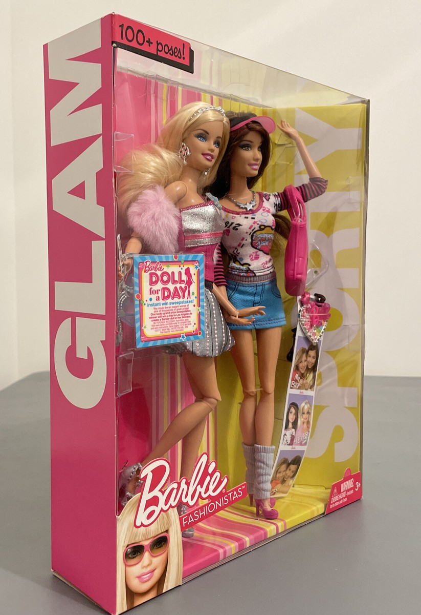 2009 Mattel 100 Poses Barbie Fashionistas Glam Sporty -RARE
