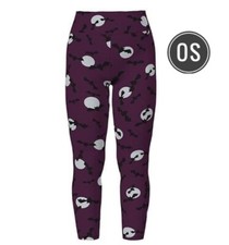 LulaRoe OS Halloween Bats and Moons Leggings - Berry Background - NWOT