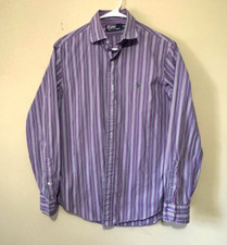 Polo Ralph Lauren Mens Striped Dress Shirt Long Sleeve Pony Logo Button Medium