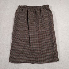 Vtg Briggs New York Skirt Womens 16 Multicolor Knit Check Midi Elastic Waist USA