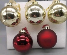 Vintage Front Gate Holiday Collection Christmas  Ornaments  Gold Red lot 5 3"