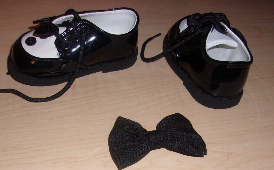 ZAPATOS PARA CAMINAR BEBÉ CIERVO NIÑOS TALLA: 3 NEGRO * BLANCO CON PAJARITA NUEVOS Foto 2 de 4