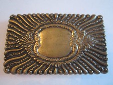 VTG. METAL RECTANGULAR BELT BUCKLE - 3" X 1 7/8" - FITS 1 1/4" BELT - BOX BK