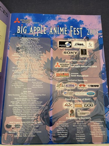 Mitsubishi Big Apple Anime Fest 2003 World Anime Party Convention Program NY - Picture 3 of 13