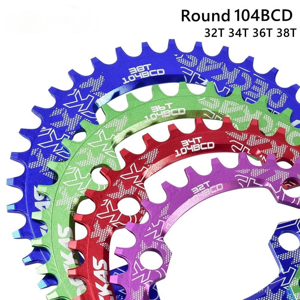 Bicicleta de montaña MTB 104BCD redondo ovalado estrecho ancho plato 32T 34T 36T 38T Foto 2 de 4