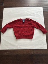 Polo Ralph Lauren Kids Pullover Red Cable-knit Long Sleeve Sweater Size 12M