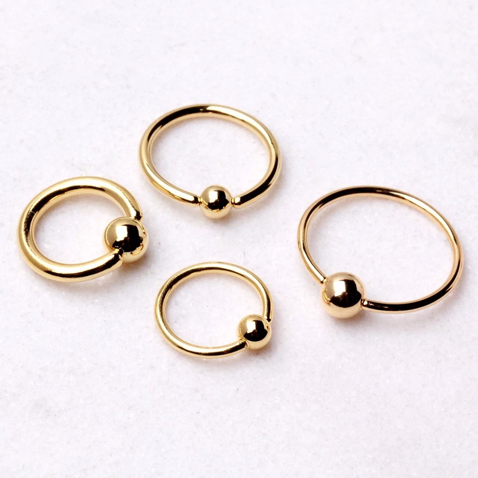 Gold Plated 316L Surgical Steel Captive Bead Ring - Image 2 of 4