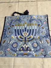 HANUKKAH MENORAH  Reusable Tote Bag Menorah Flowers