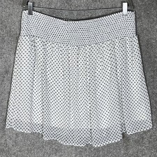 Old Navy Yoke Skirt Womens Size XL White Blue Pull On Smocked Waist Lined Flowy