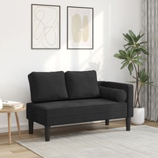 Vidaxl Chaise Lounge Con Cuscini Nero In Velluto, Divano Letto, Divano Imbottito, Seduta Da Soggiorno, Dormeuse, Seduta Da Salotto, Divano 2 Posti - 8