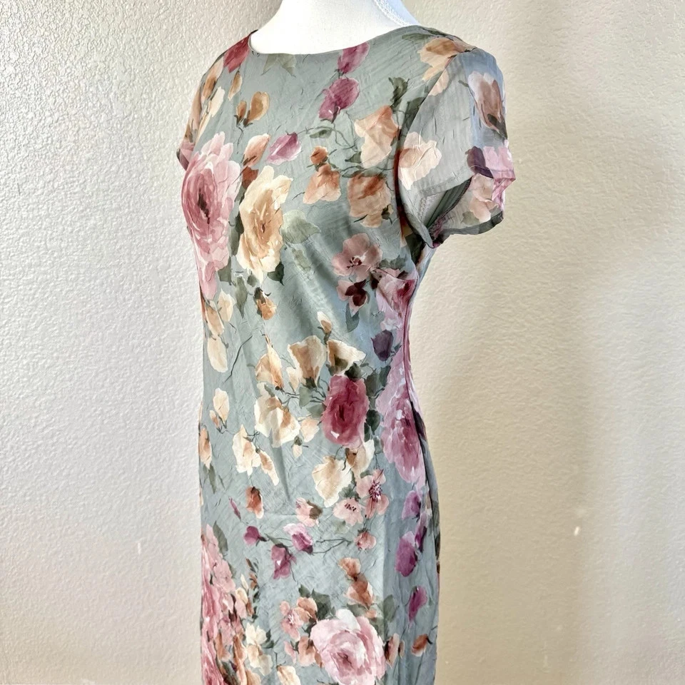 VETEMENTS Maxi abito vintage Y2k All That Jazz verde floreale arricciato 5 6 berretto Slv Fairy Dainty