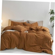 Queen Duvet Cover Set, 100 Washed Queen 90"x90" Dark Orange No Comforter
