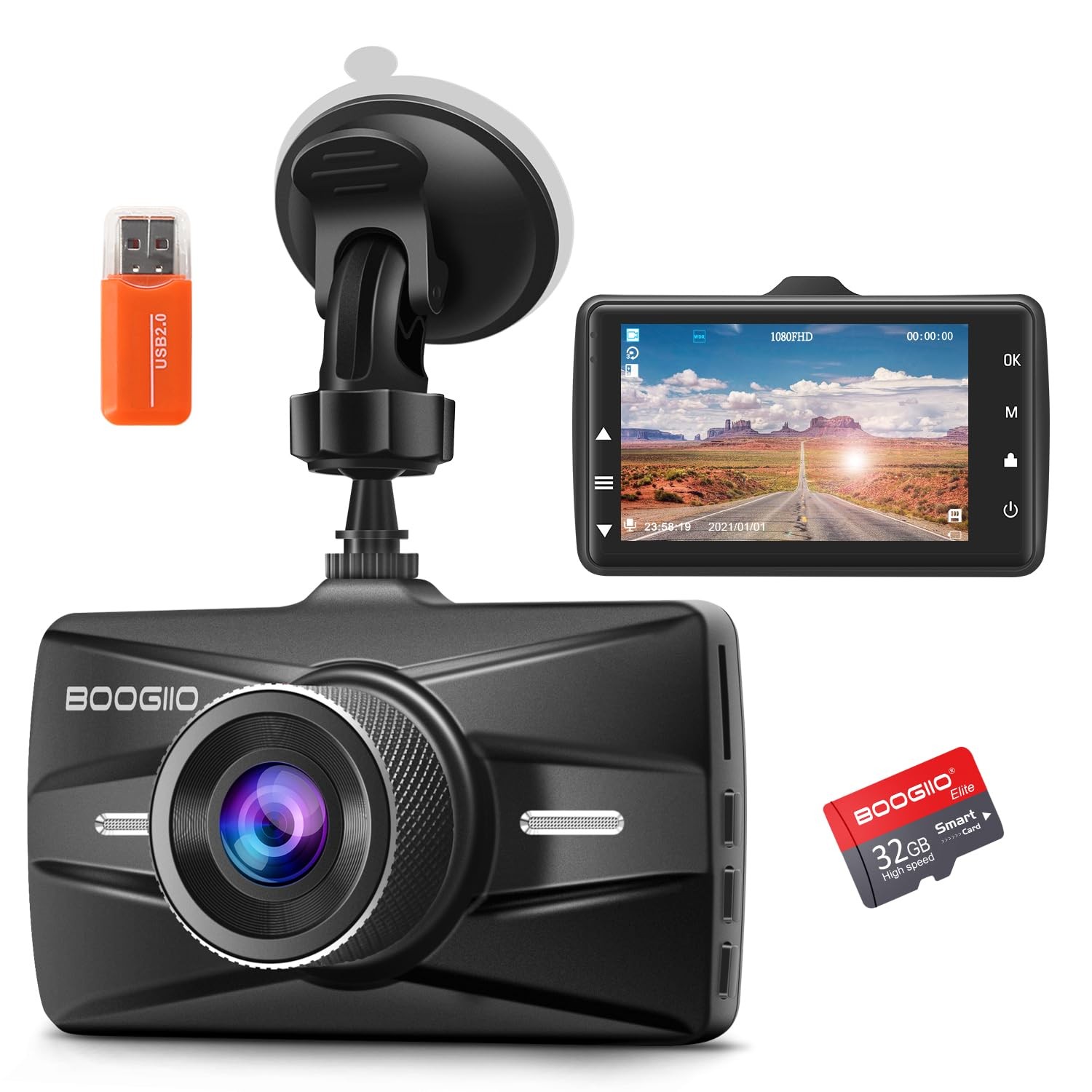 Dash Cam per Auto 1080P FHD Telecamera Auto Schermo da 3 Pollici Registra a Loop