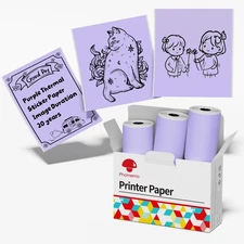 Purple Self-Adhesive Thermal Paper, Glossy Printable Sticker Paper for T02/M0...