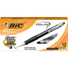 BIC Velocity Retractable Ballpoint Pens, Medium Point 1.0 mm , Black Ink,