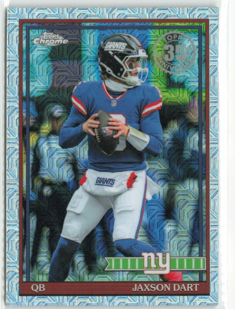 2026 Topps Football Jaxson Dart #91TC-33 1991 Chrome Silver Pack Giants
