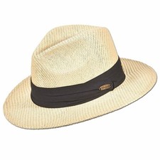 Panama Jack Matte Toyo Straw Safari Sun Hat with 3-Pleat Ribbon Band