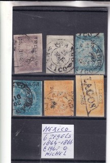 Mexico 1864/66 Nice unsorted lot of 6 older stamps see scan cv 196€