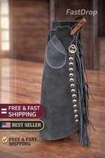 American Cowboy Style Suede Leather Pants Rodeo Style Cowgirl Chaps