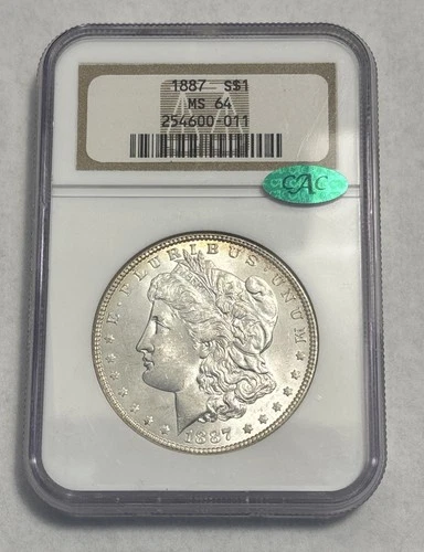 🔥 1887 $1 Morgan Silver Dollar - NGC/CAC Sticker MS64 Green Bean SUPER NICE! 🫛