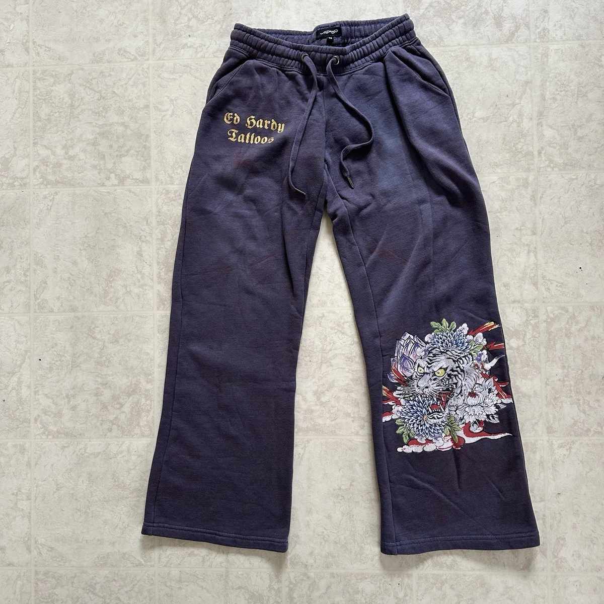 タイムセール Ed Hardy スカルプリント パープルカジュアルパンツ Ed Hardy Purple Activewear for Women for sale | eBay